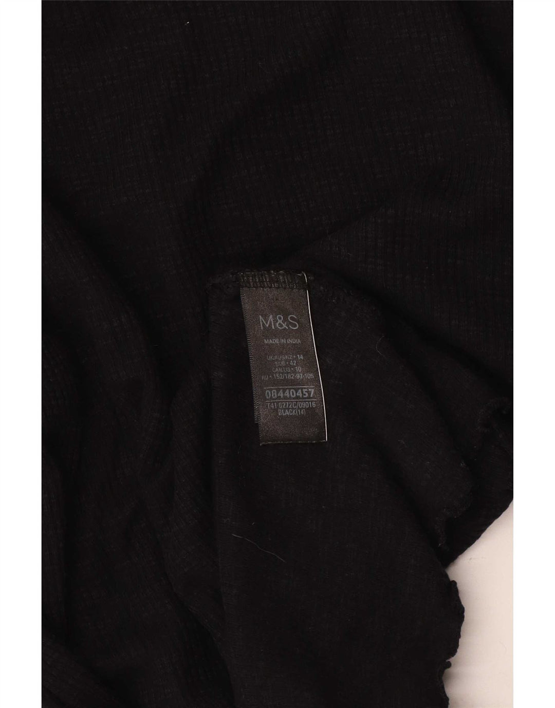 Top pentru femei Marks & Spencer cu mânecă lungă UK 14, bumbac mediu negru