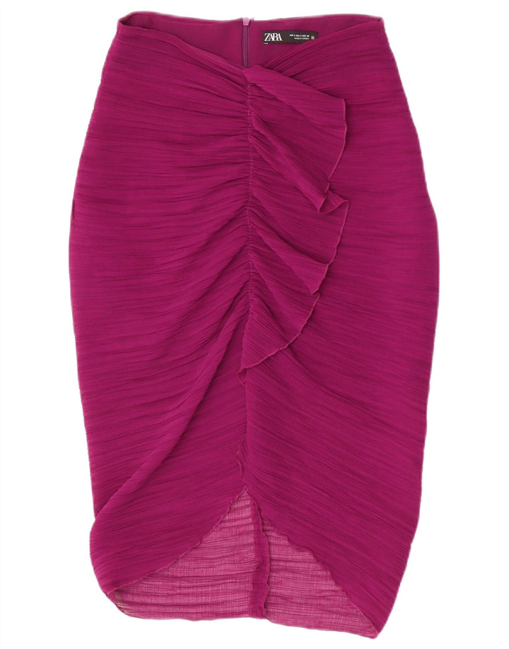 Fusta Midi Zara Femei cu talie înaltă Mic W26 Poliester violet