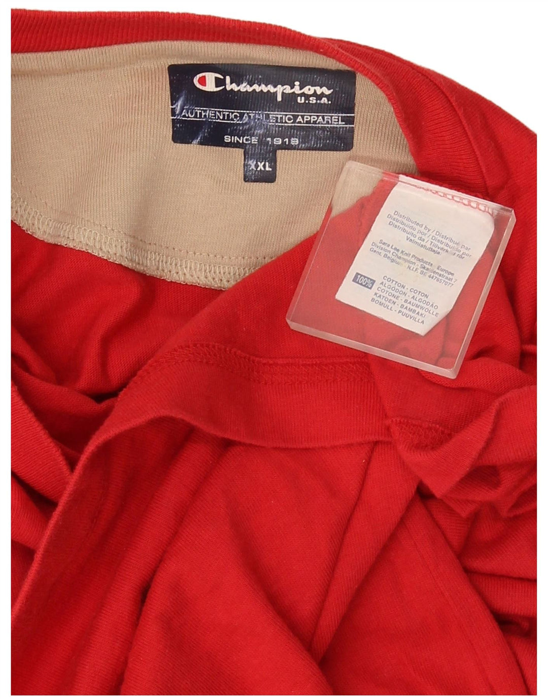 Top pentru bărbați Champion cu mânecă lungă 2XL, bumbac roșu
