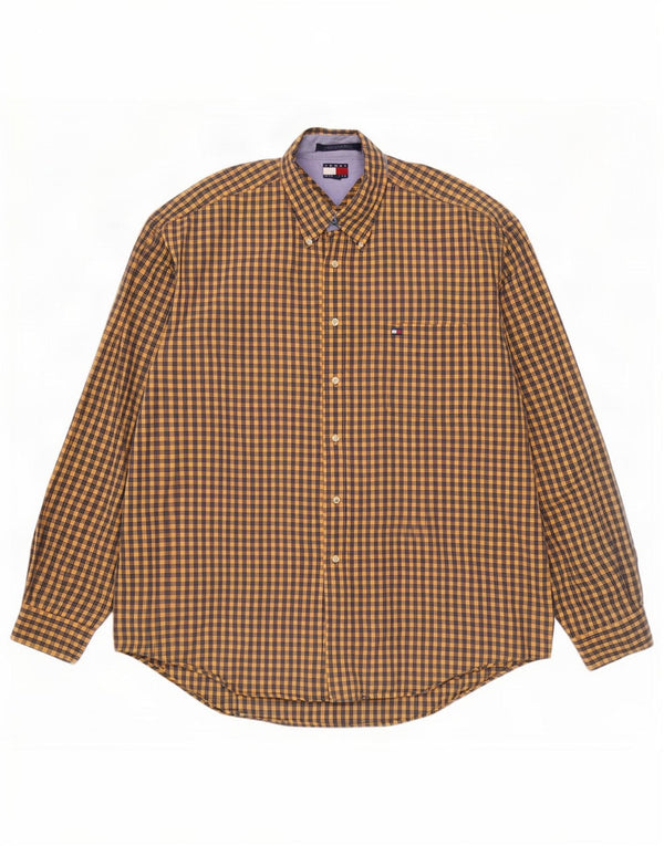 Cămașă pentru bărbați Tommy Hilfiger XL, bumbac vichy galben