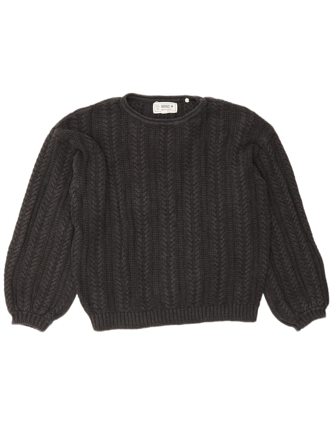 Pulover pentru femei Fat Face Crop oversize cu gâtul turnat, UK 10, Gri mic
