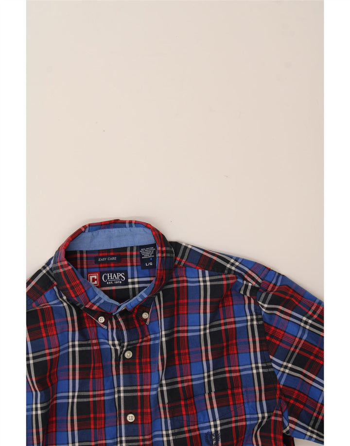 CHAPS Mens Easy Care Shirt Large Blue Check Cotton Vintage Chaps and Second-Hand Chaps from Messina Hembry 