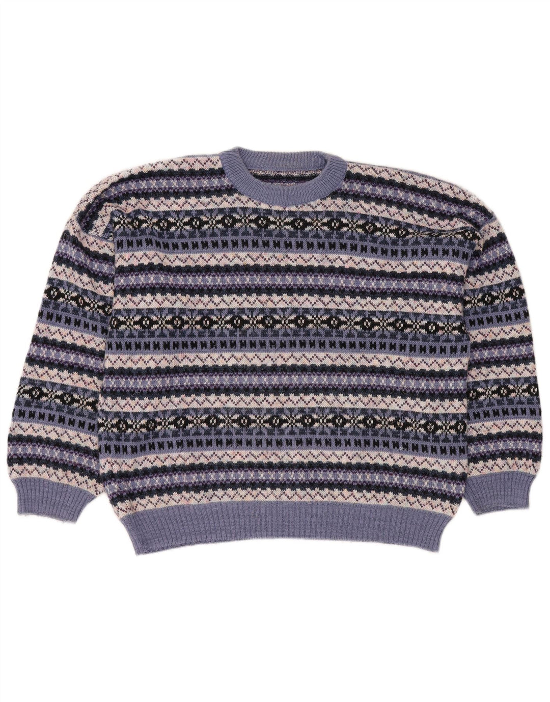 Pulover vintage pentru femei cu decolteu triplu UK 18 XL, multicolor, Fair Isle