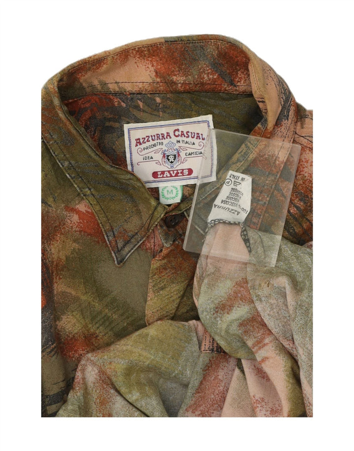 AZZURRA Mens Abstract Pattern Shirt Medium Green Viscose Vintage Azzurra and Second-Hand Azzurra from Messina Hembry 