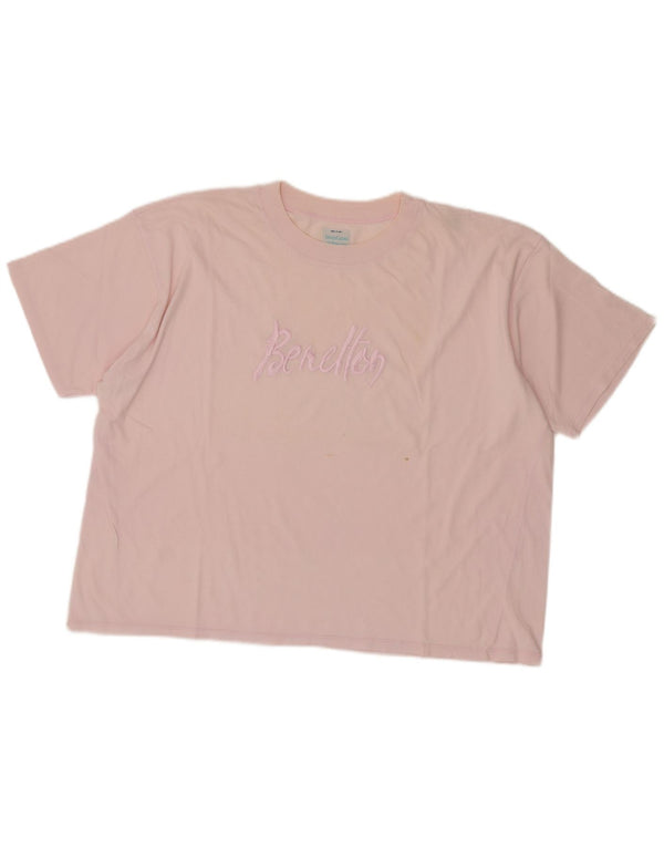 Tricou grafic supradimensionat pentru femei Benetton Top UK 14 Medium Pink Bumbac