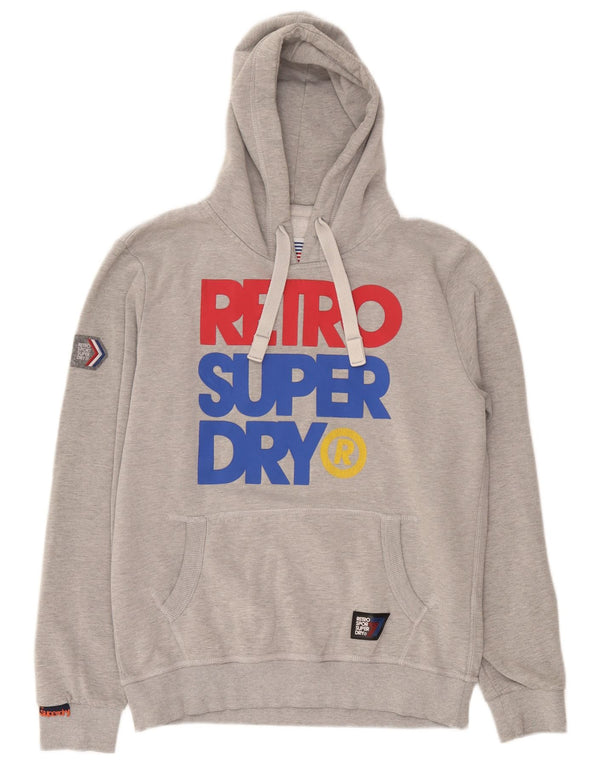 Pulover cu glugă grafic Superdry pentru bărbați XL bumbac gri