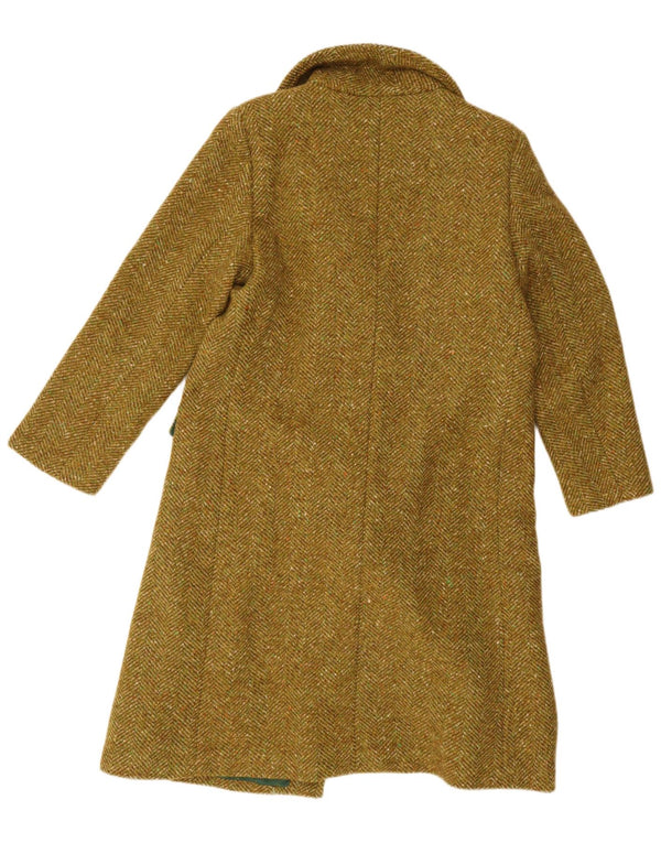 Vintage Womens Double Breasted Coat UK 14 Large Khaki Herringbone