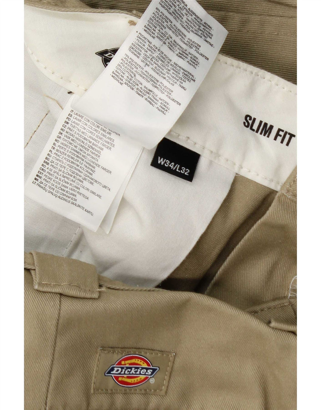 Pantaloni chino slim pentru bărbați Dickies L34 L32 Kaki Poliester