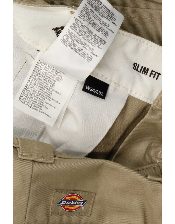 Pantaloni chino slim pentru bărbați Dickies L34 L32 Kaki Poliester