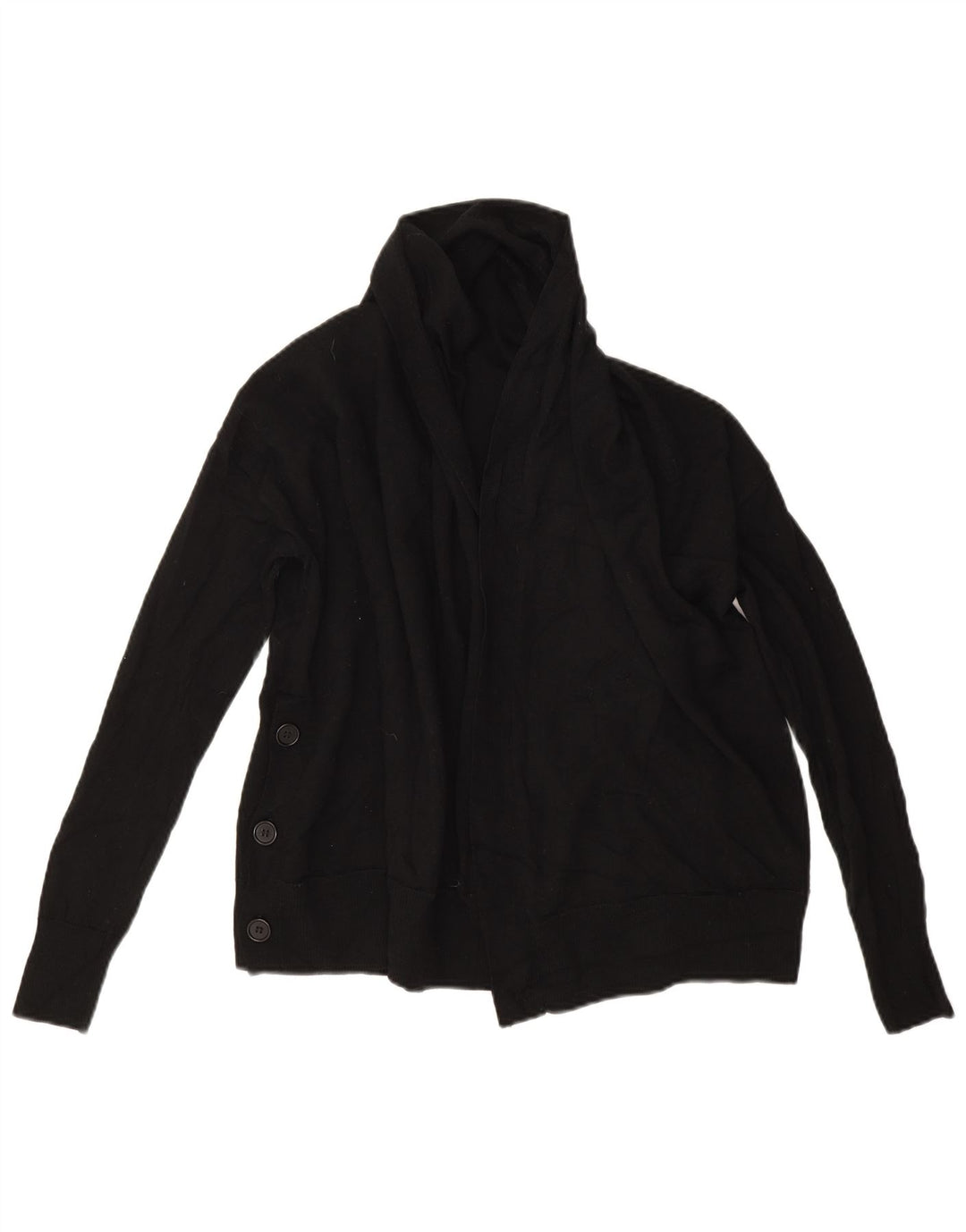 Pulover cardigan deschis supradimensionat pentru femei Cos UK 6 XS Lână neagră