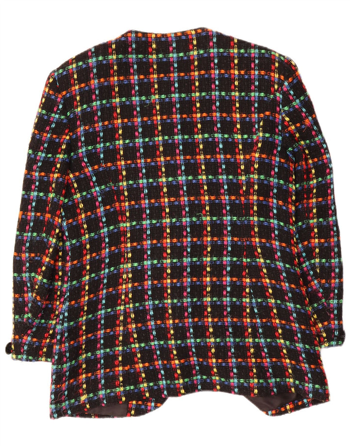 DAVID EMANUEL Womens 5 Button Blazer Jacket UK 14 Medium  Black Check Wool