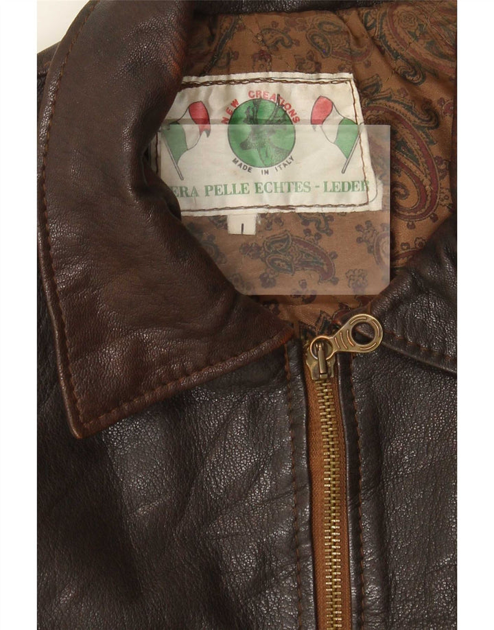 Jachetă de piele vintage pentru bărbați UK 40 mare maro