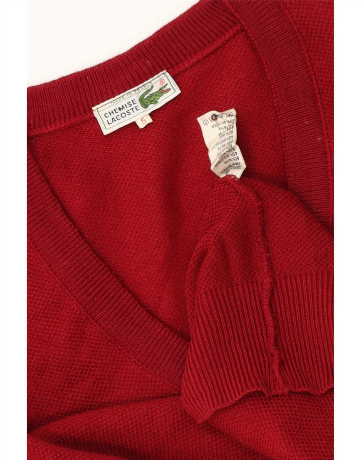 Pulover pentru bărbați Lacoste cu decolteu în V, mărime 5, lână roșie mare