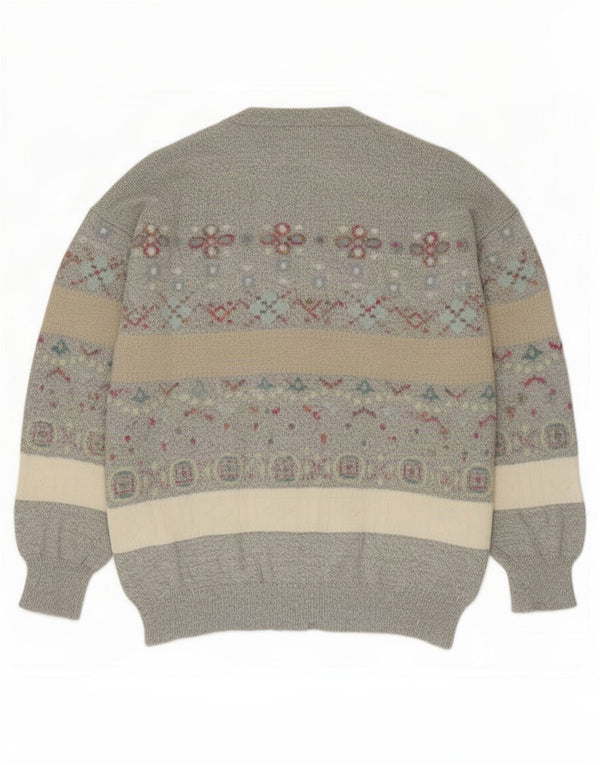 Pulover Cardigan Vintage pentru bărbați, mare, gri Fair Isle