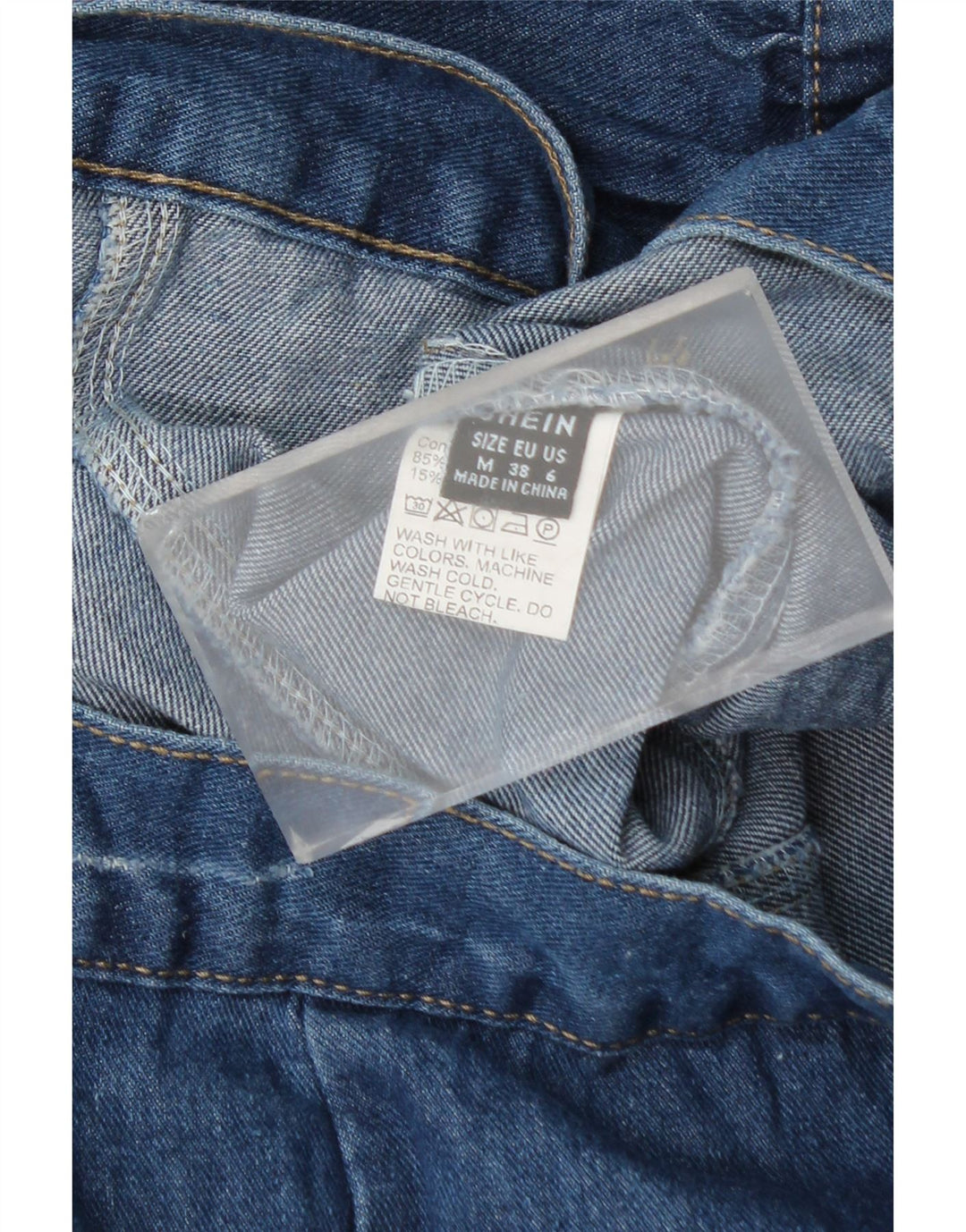 SHEIN Top cardigan din denim cu mânecă scurtă pentru femei UK 12, bumbac albastru mediu