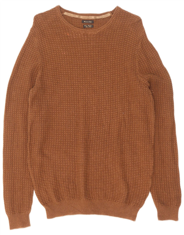 Pulover Massimo Dutti pentru bărbați, cu gât crew, XL, bumbac maro