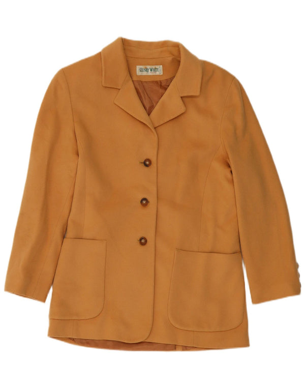 HENRY WHITE Jachetă Blazer pentru femei cu 3 nasturi UK 14 Lână mare bej