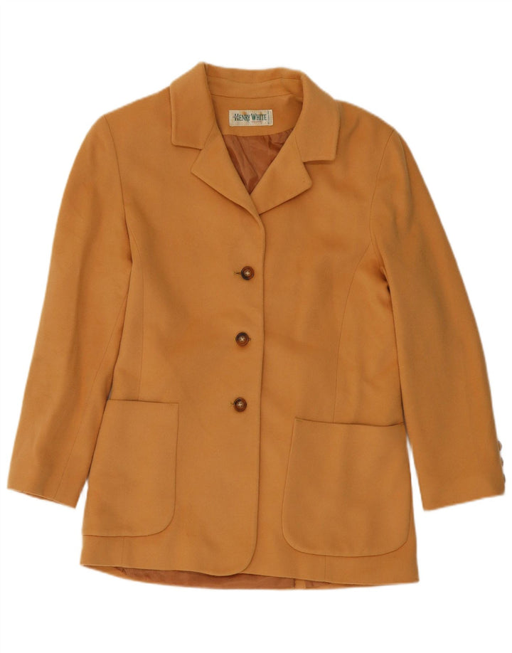 HENRY WHITE Jachetă Blazer pentru femei cu 3 nasturi UK 14 Lână mare bej