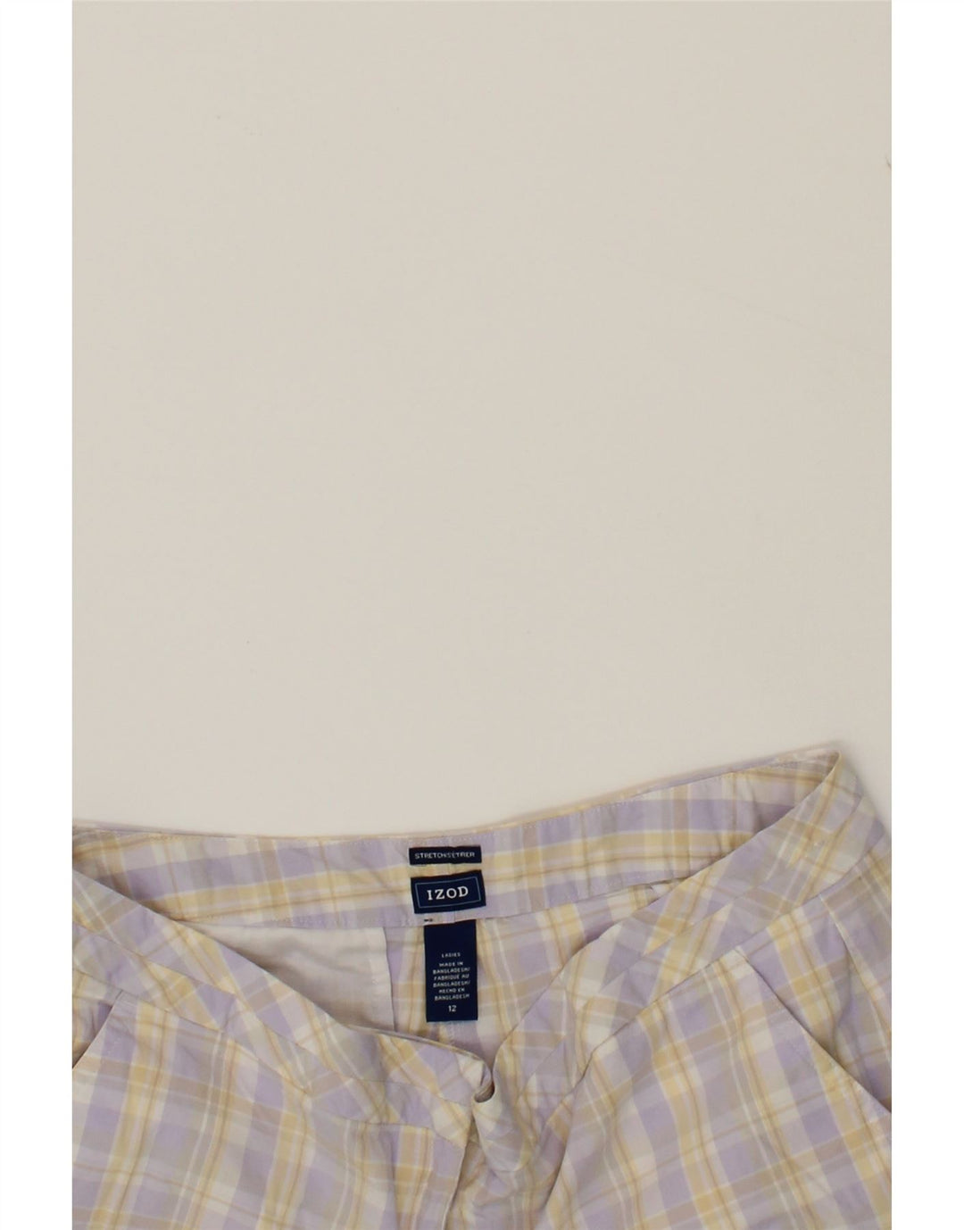 IZOD Womens Chino Shorts US 12 Large W34  Purple Check Vintage Izod and Second-Hand Izod from Messina Hembry 