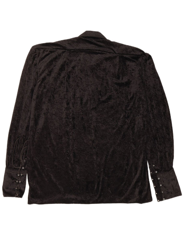 Bluză din catifea cu mânecă lungă pentru femei VINTAGE UK 20 2XL Negru