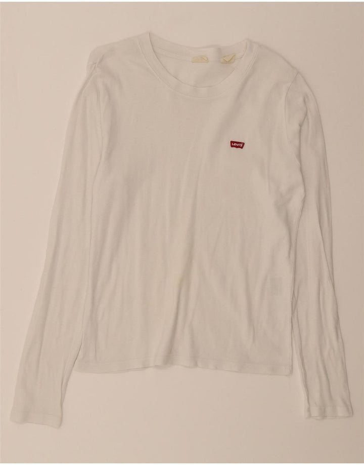 LEVI'S Womens Top Long Sleeve UK 14 Large White Cotton Vintage Levi's and Second-Hand Levi's from Messina Hembry 