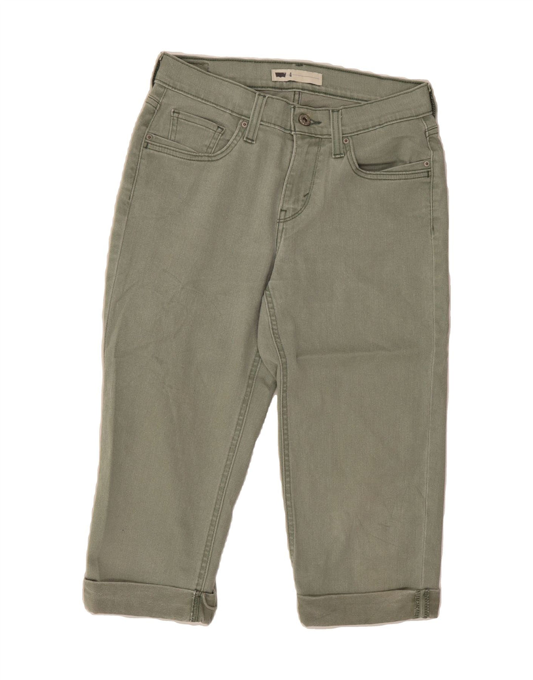 LEVI'S Womens Capri Jeans US 4 Small W30 L19 Green Cotton Vintage Levi's and Second-Hand Levi's from Messina Hembry 