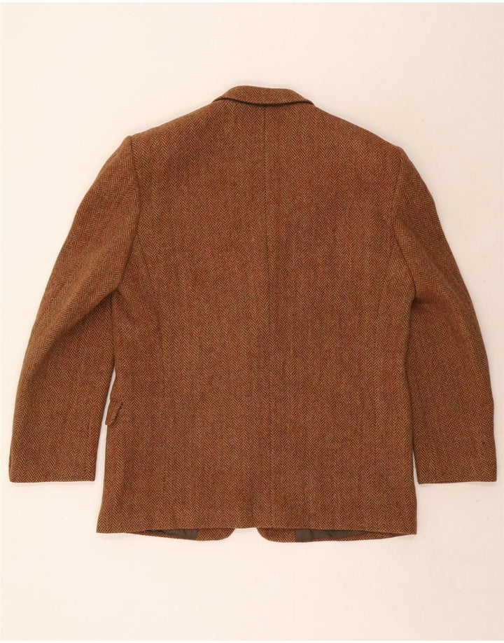 Jachetă pentru bărbați Harris Tweed, cu 2 nasturi, IT 54 2XL, lână maro în spină de pește