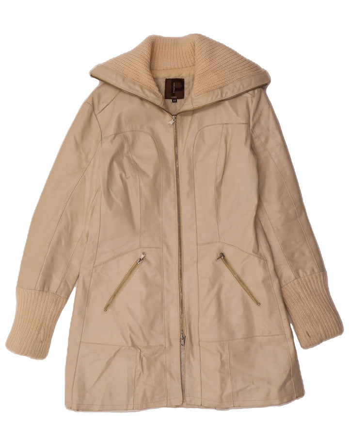 CONBIPEL Womens Leather Coat IT 44 Medium Beige Leather Vintage Conbipel and Second-Hand Conbipel from Messina Hembry 
