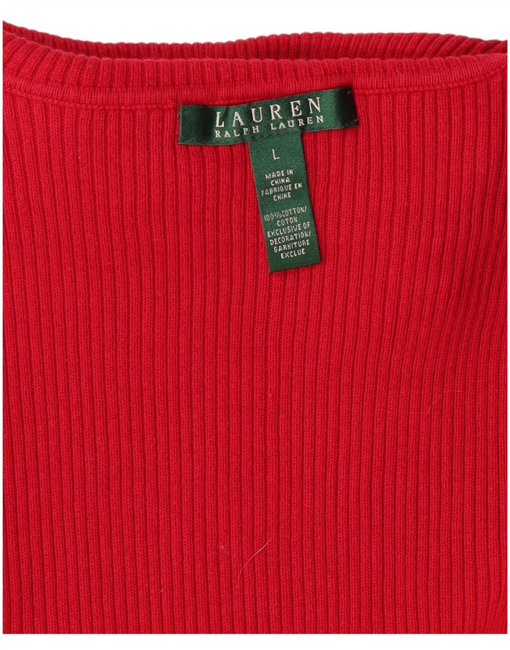 Pulover pentru femei RALPH LAUREN cu gât rulat din bumbac mare, roz, UK 16