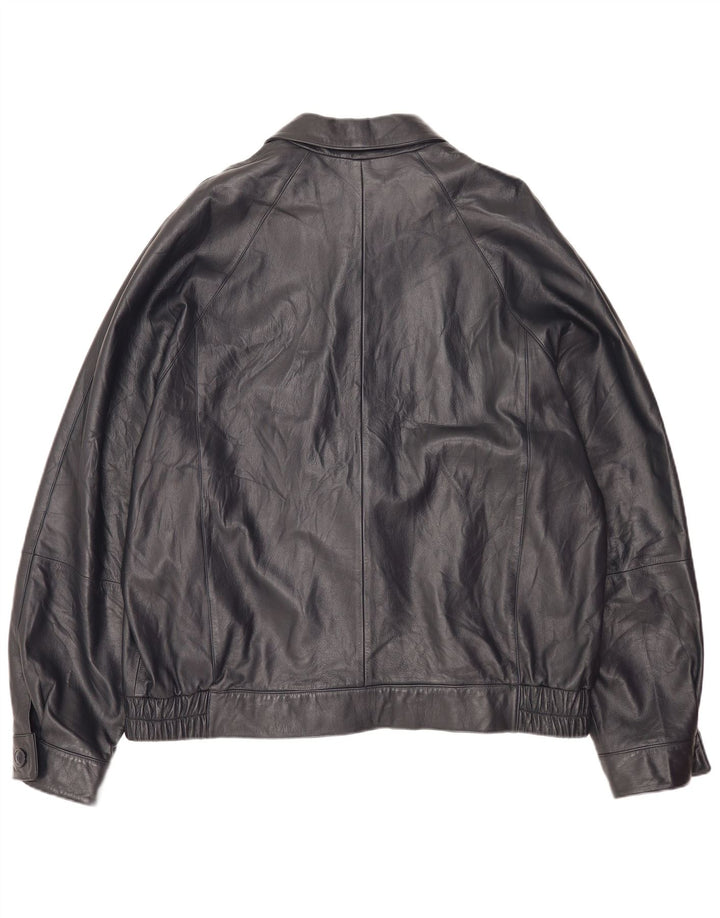 Geacă din piele vintage pentru bărbați IT 56 3XL din piele neagră