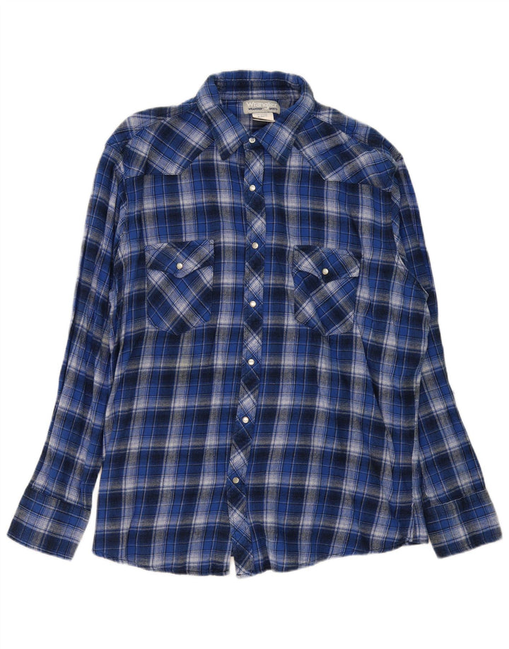 Cămașă de flanel pentru bărbați Wrangler XL, bumbac cu carouri albastre