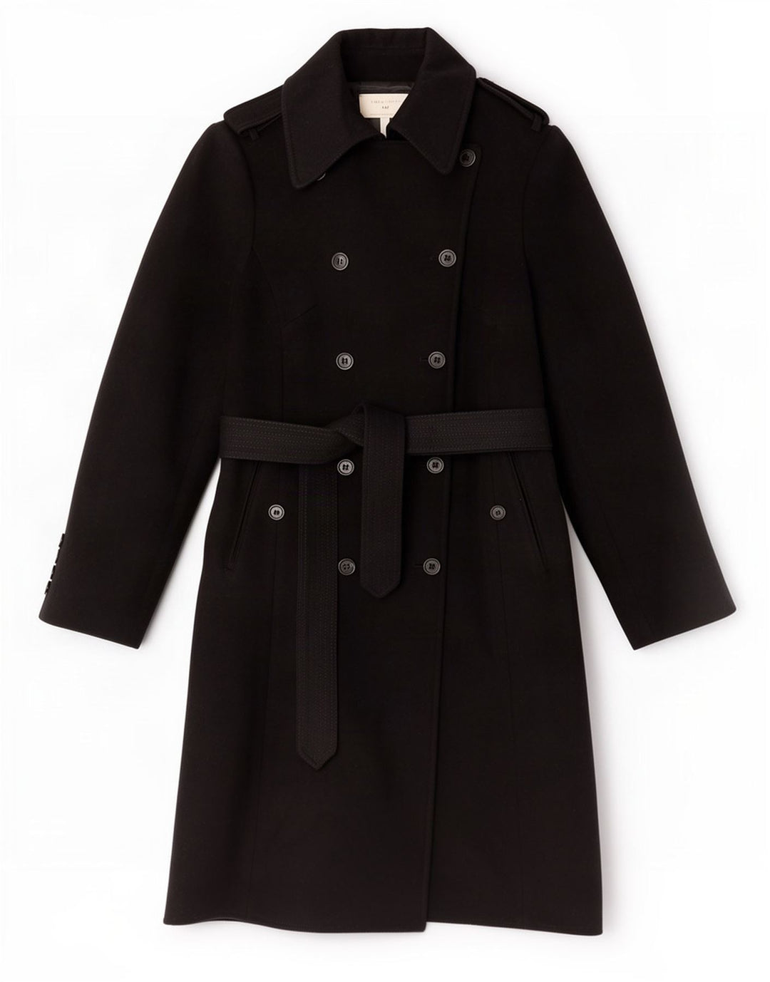 Trench pentru femei Karen Millen UK 12 Lână neagră medie