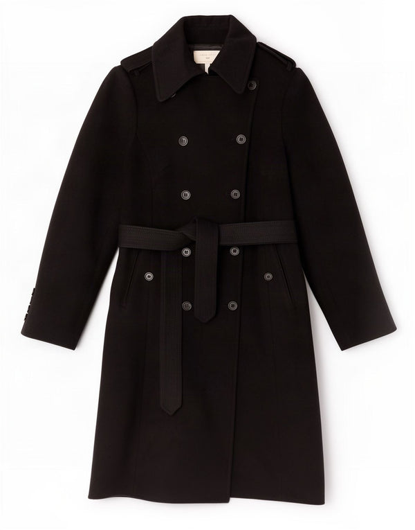 Trench pentru femei Karen Millen UK 12 Lână neagră medie