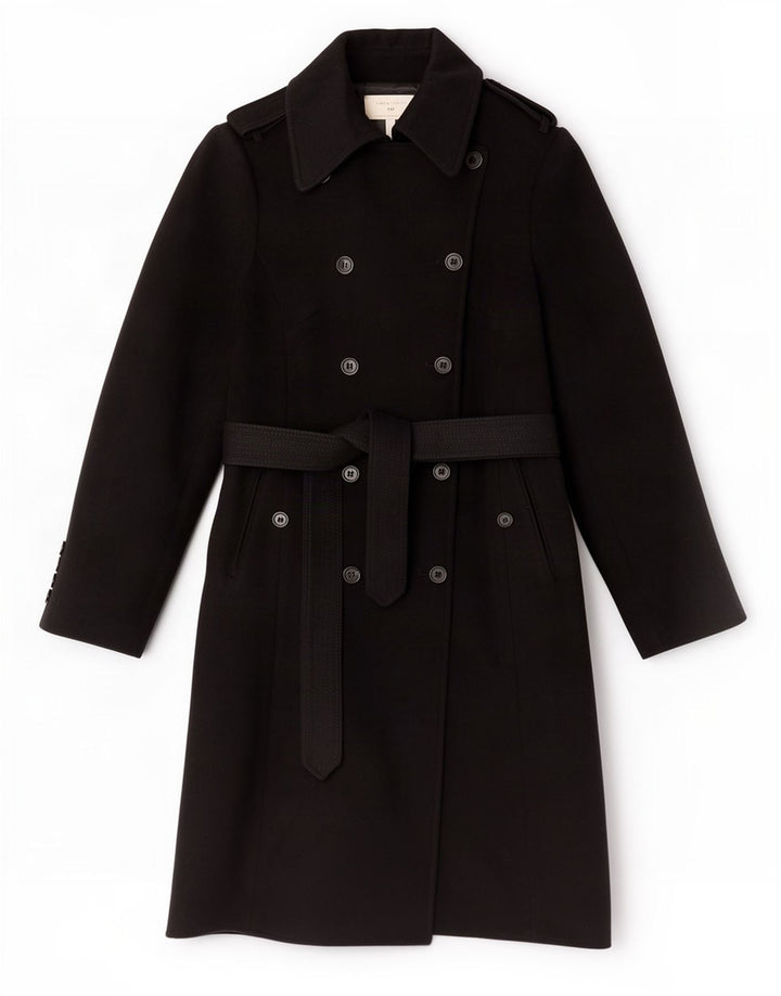 Trench pentru femei Karen Millen UK 12 Lână neagră medie