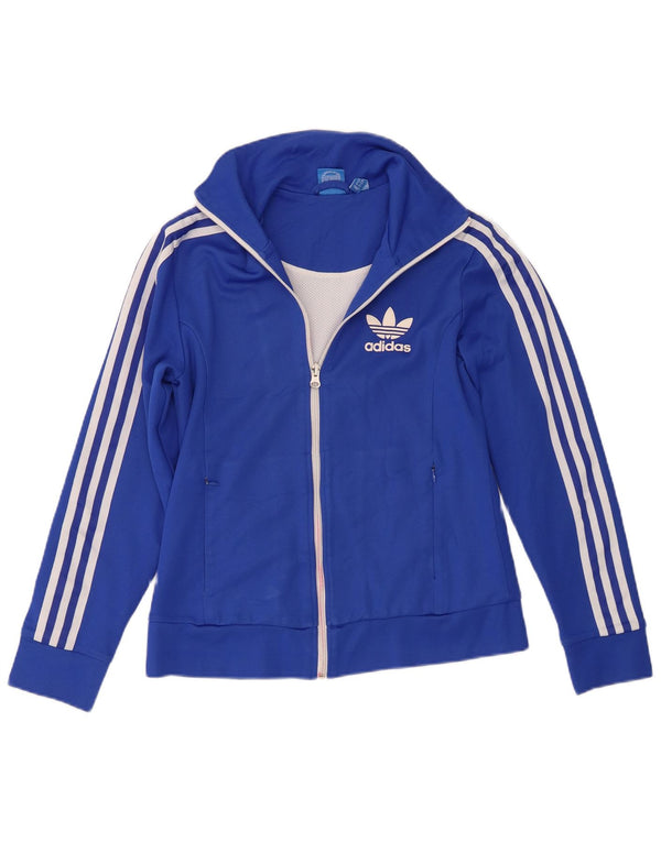 Jachetă de trening Adidas pentru femei UK 12, bumbac albastru mediu