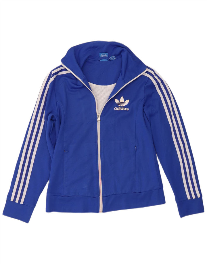 Jachetă de trening Adidas pentru femei UK 12, bumbac albastru mediu