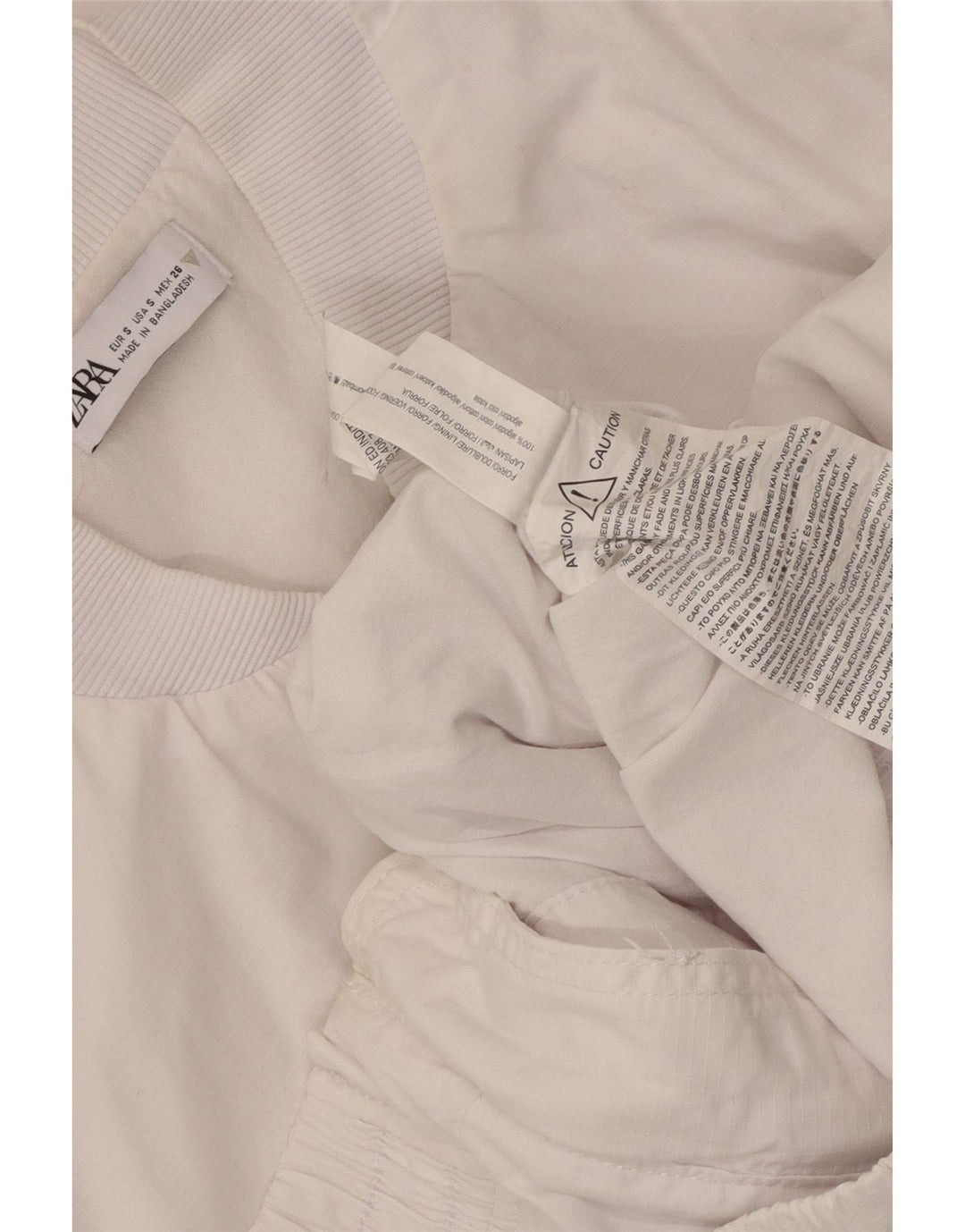 Bomber supradimensionat pentru femei Zara UK 10, bumbac alb mic