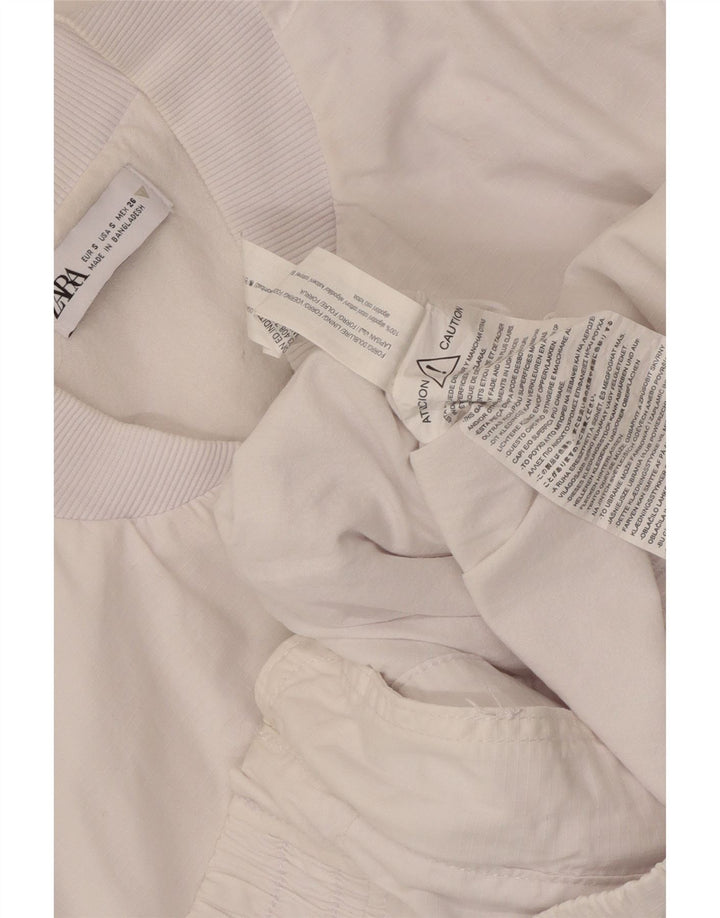 Bomber supradimensionat pentru femei Zara UK 10, bumbac alb mic