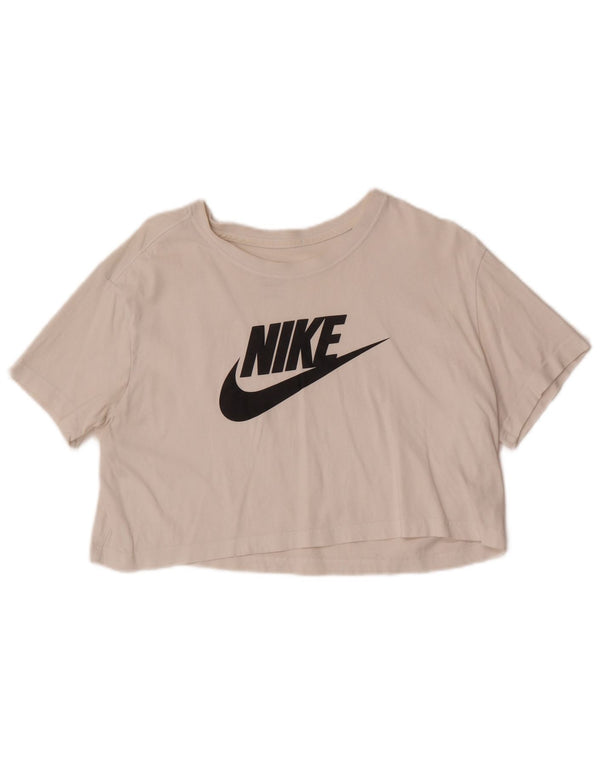 Tricou grafic Nike Crop Loose Fit Top UK 14 Medium White