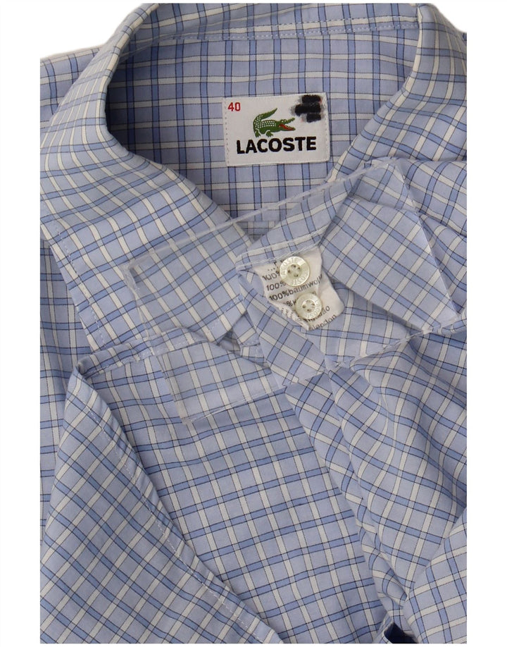 Cămașă pentru bărbați Lacoste cu mânecă scurtă, mărimea 40, bumbac cu carouri albastru mediu