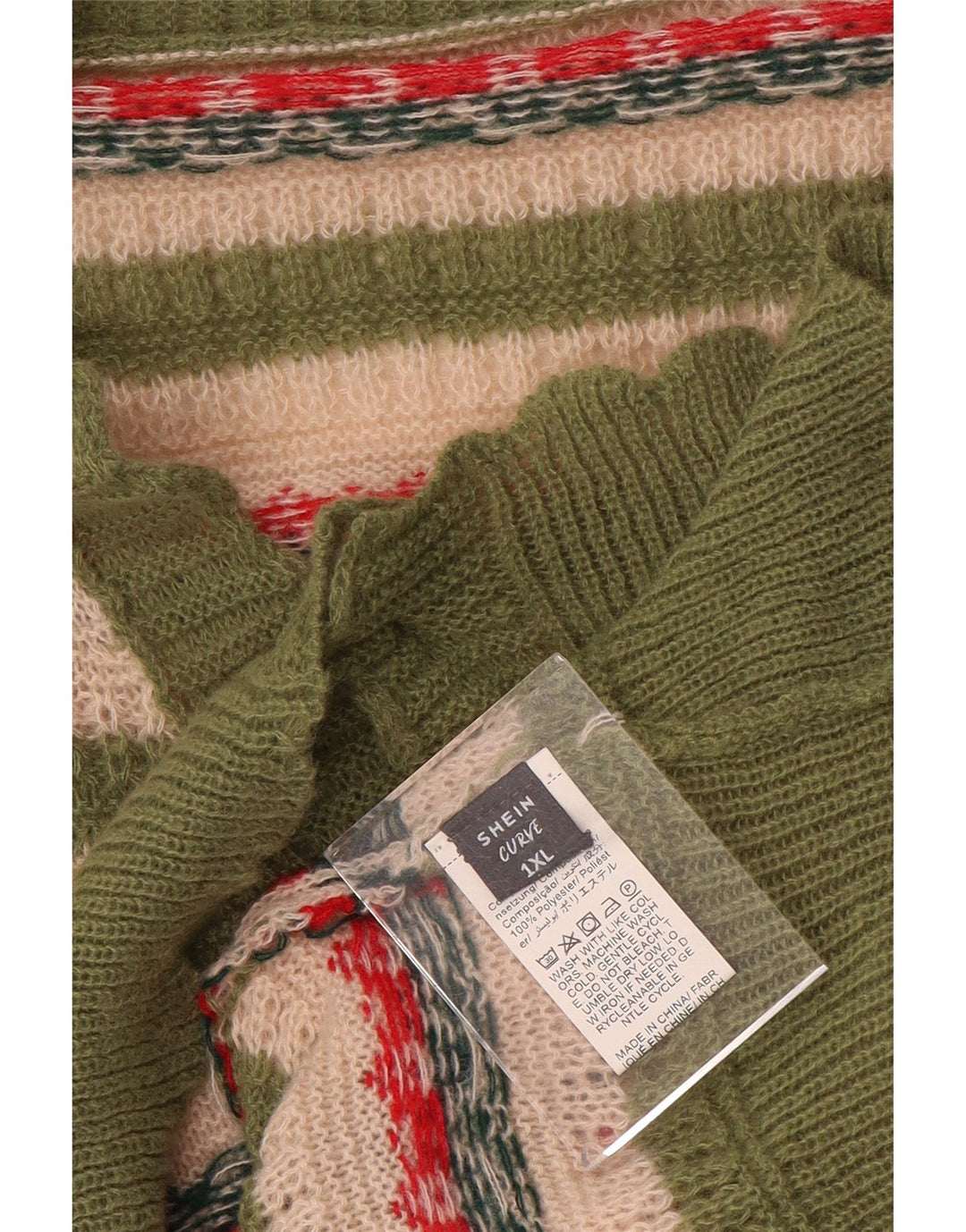 Pulover cardigan supradimensionat pentru femei Shein UK 18 XL Poliester cu dungi verzi