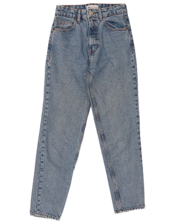 ZARA Womens Slim High Waist Jeans EU 34 2XS W24 L27 Blue Cotton