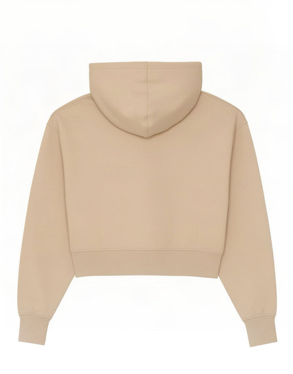 Pulover pentru damă Zara Crop Hoodie UK 14 Medium Bej Poliester