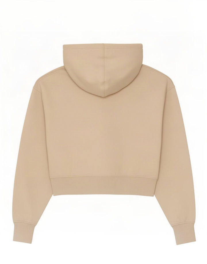 Pulover pentru damă Zara Crop Hoodie UK 14 Medium Bej Poliester