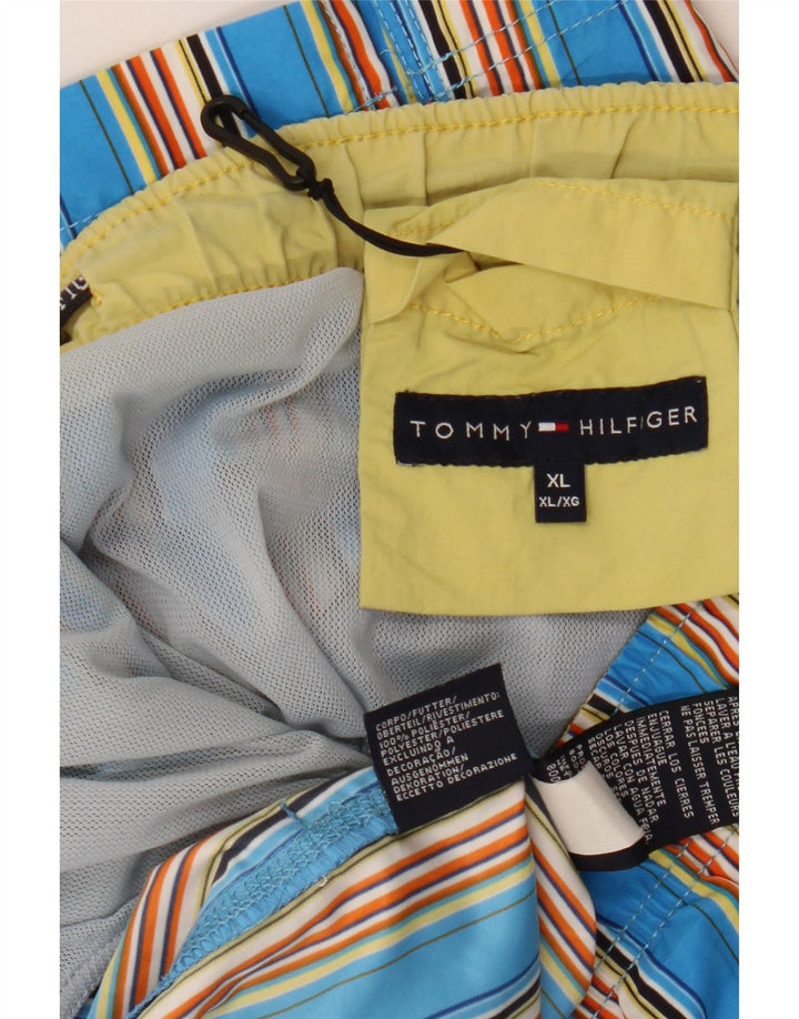 Pantaloni scurți de înot Tommy Hilfiger pentru bărbați XL poliester cu dungi albastre
