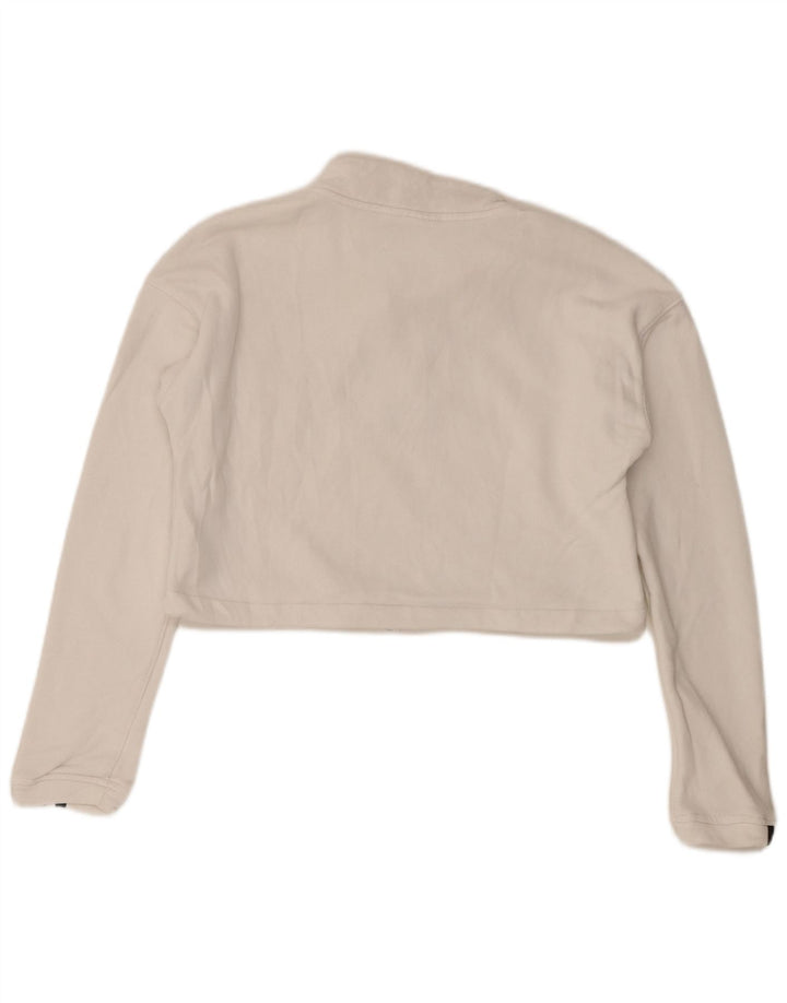 Pulover Adidas pentru femei, supradimensionat, cu fermoar și gât, UK 8, mic, alb