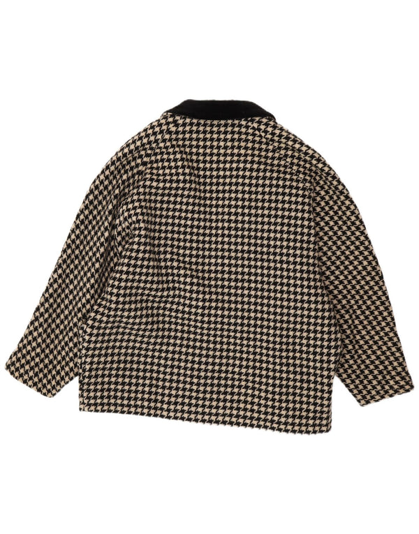 Jachetă blazer supradimensionată pentru femei VINTAGE UK 14 Medium Black Houndstooth