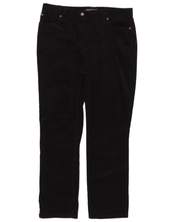 Marks & Spencer Pantaloni din velur cu talie înaltă pentru femei UK 14 Large W34 L28 Bla