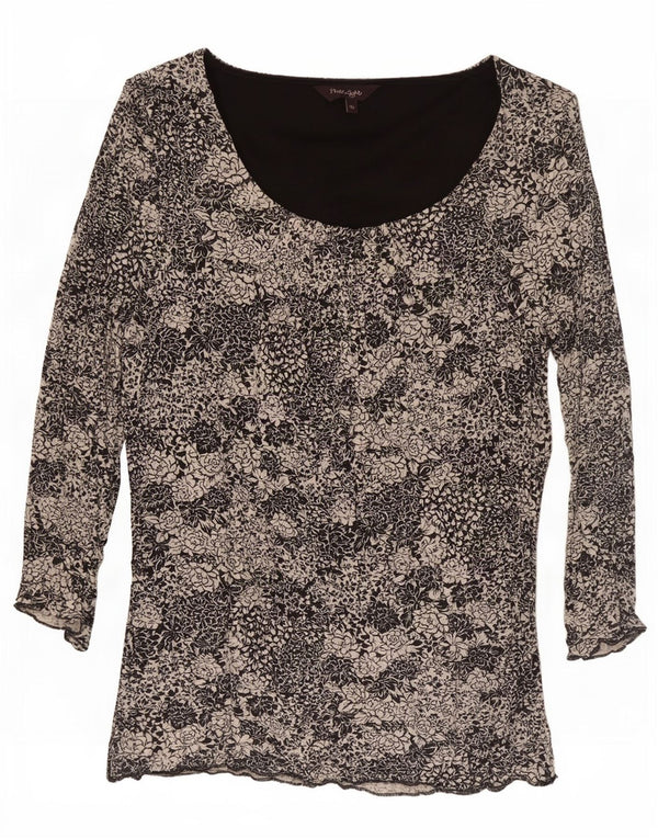 Phase Eight Top pentru femei cu mâneci 3/4 UK 16, mare, negru, viscoză florală
