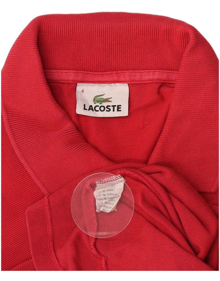 Tricou polo pentru bărbați Lacoste cu mânecă lungă, mărime 4, bumbac roșu mediu